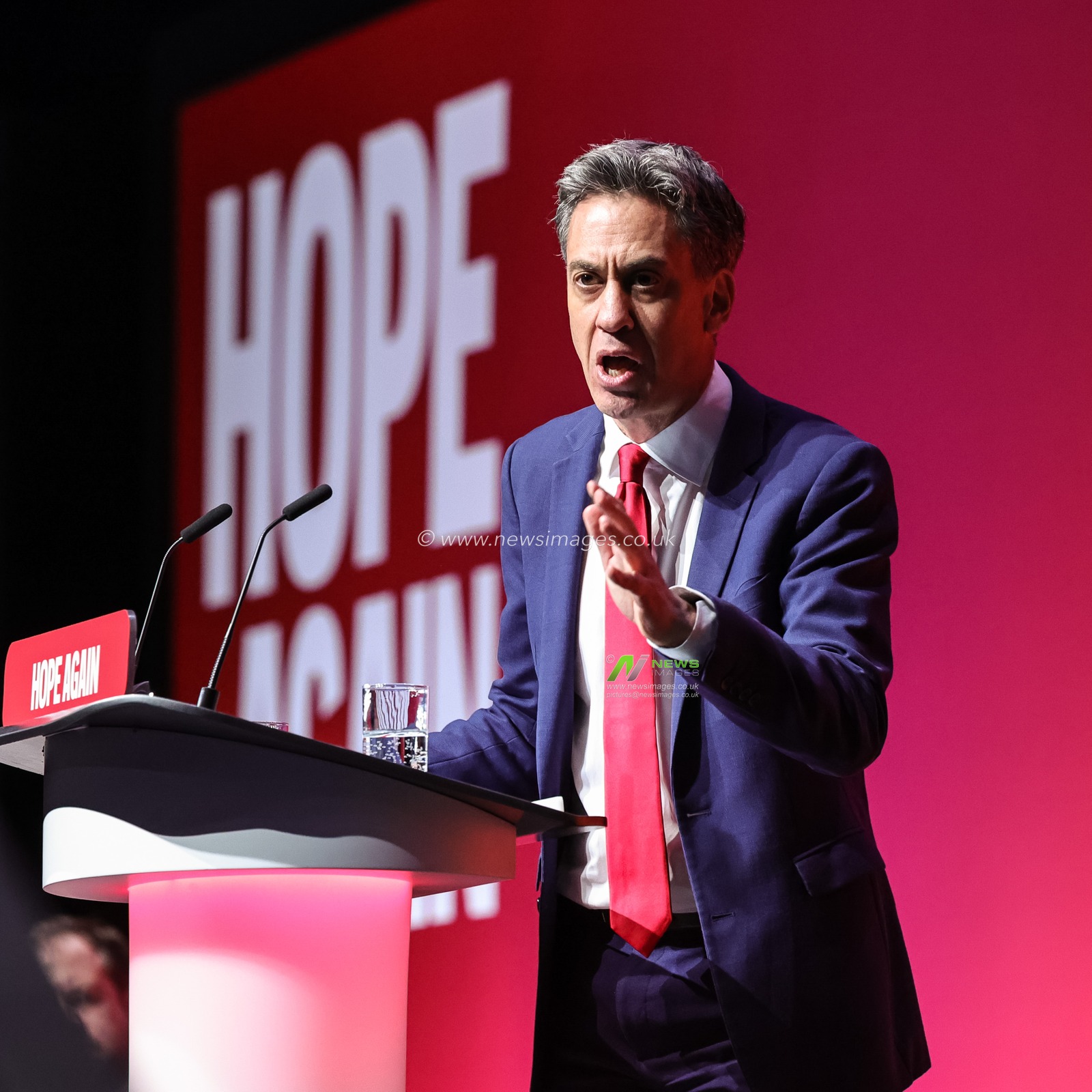 Secretary of State for Foreign, Commonwealth and Development Affairs Ed Miliband MP speaks during the Labour Party Annual Conference Day Two at Convention Centre, Liverpool, United Kingdom on 28 September 2026

(Photo by Mark Cosgrove/News Images)