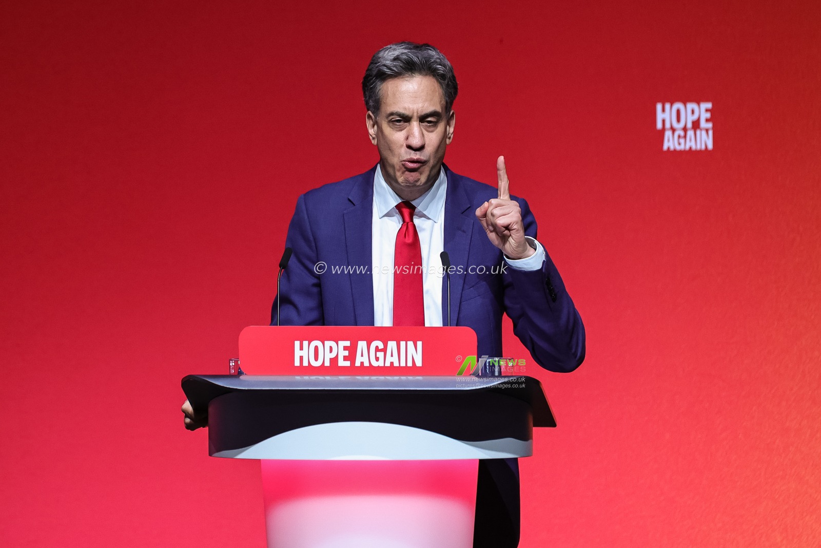 Secretary of State for Foreign, Commonwealth and Development Affairs Ed Miliband MP speaks during the Labour Party Annual Conference Day Two at Convention Centre, Liverpool, United Kingdom on 28 September 2026

(Photo by Mark Cosgrove/News Images)
