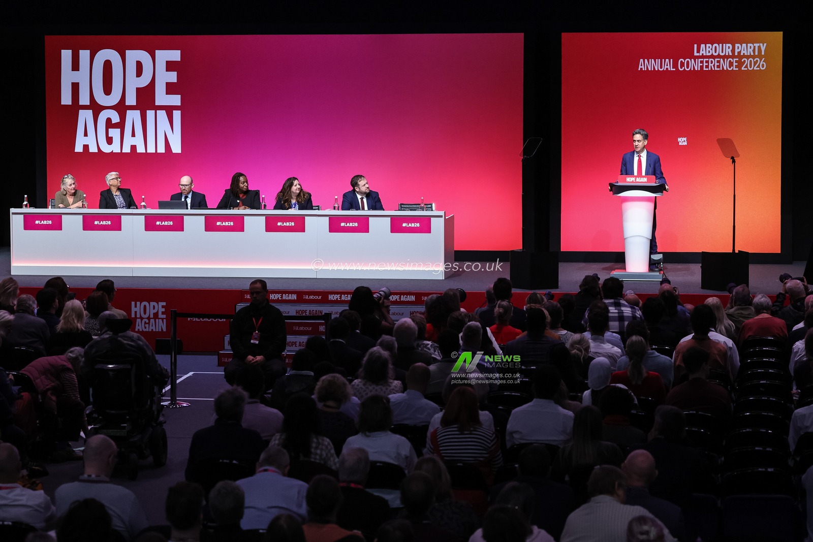 Secretary of State for Foreign, Commonwealth and Development Affairs Ed Miliband MP speaks during the Labour Party Annual Conference Day Two at Convention Centre, Liverpool, United Kingdom on 28 September 2026

(Photo by Mark Cosgrove/News Images)