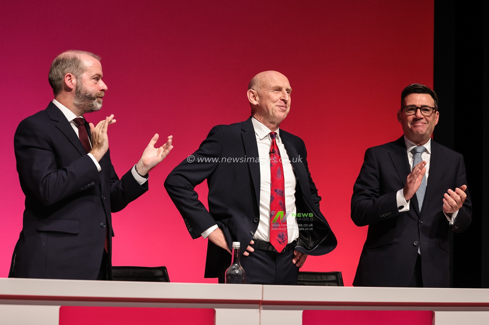 Prime Minister of the United Kingdom Andy Burnham applauds Chancellor of the Exchequer John Healey MP after his speech during the Labour Party Annual Conference Day Two at Convention Centre, Liverpool, United Kingdom on 28 September 2026

(Photo by Mark Cosgrove/News Images)
