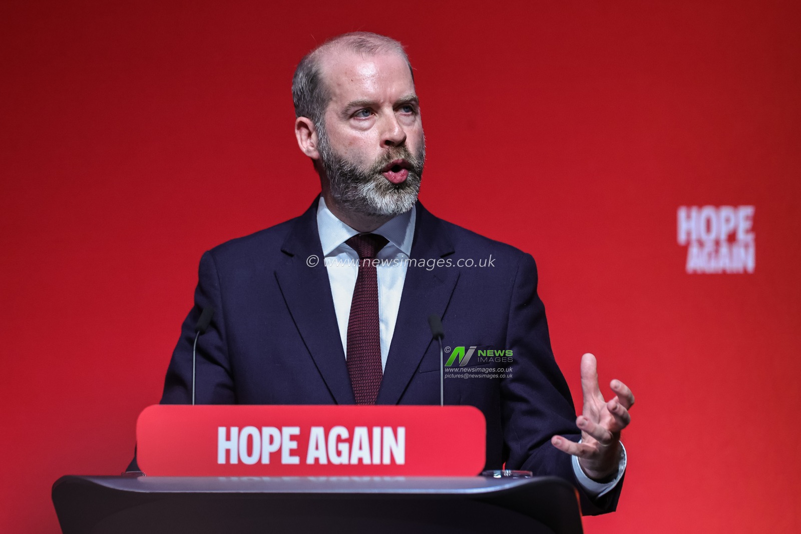 Secretary of State for Business, Innovation, Science and Trade Jonathan Reynolds MP speaks during the Labour Party Annual Conference Day Two at Convention Centre, Liverpool, United Kingdom on 28 September 2026

(Photo by Mark Cosgrove/News Images)