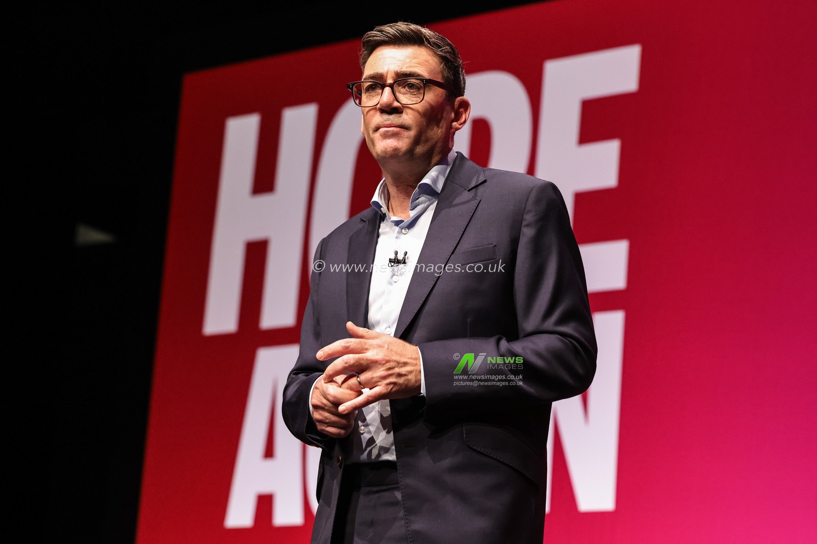 Andy Burnham MP, Prime Minister of the United Kingdom holds his wedding ring finger during his speech at the Labour Party Annual Conference Day Three at Convention Centre, Liverpool, United Kingdom on 29 September 2026

(Photo by Mark Cosgrove/News Images)