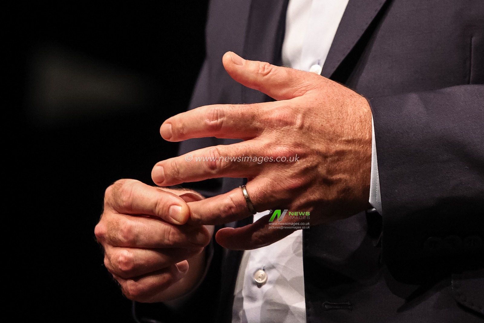 Andy Burnham MP, Prime Minister of the United Kingdom holds his wedding ring finger during his speech at the Labour Party Annual Conference Day Three at Convention Centre, Liverpool, United Kingdom on 29 September 2026

(Photo by Mark Cosgrove/News Images)