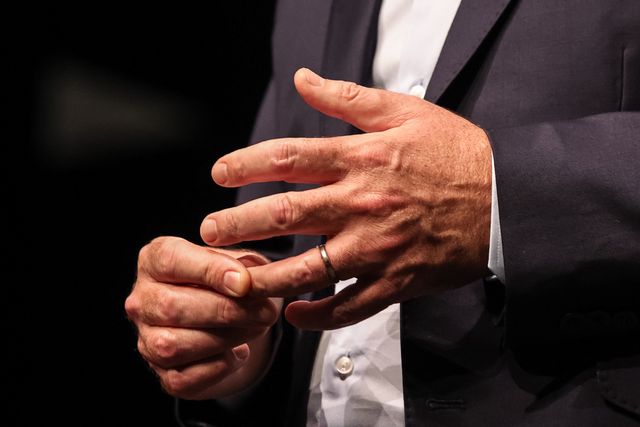 Andy Burnham MP, Prime Minister of the United Kingdom holds his wedding ring finger during his speech at the Labour Party Annual Conference Day Three at Convention Centre, Liverpool, United Kingdom on 29 September 2026

(Photo by Mark Cosgrove/News Images)