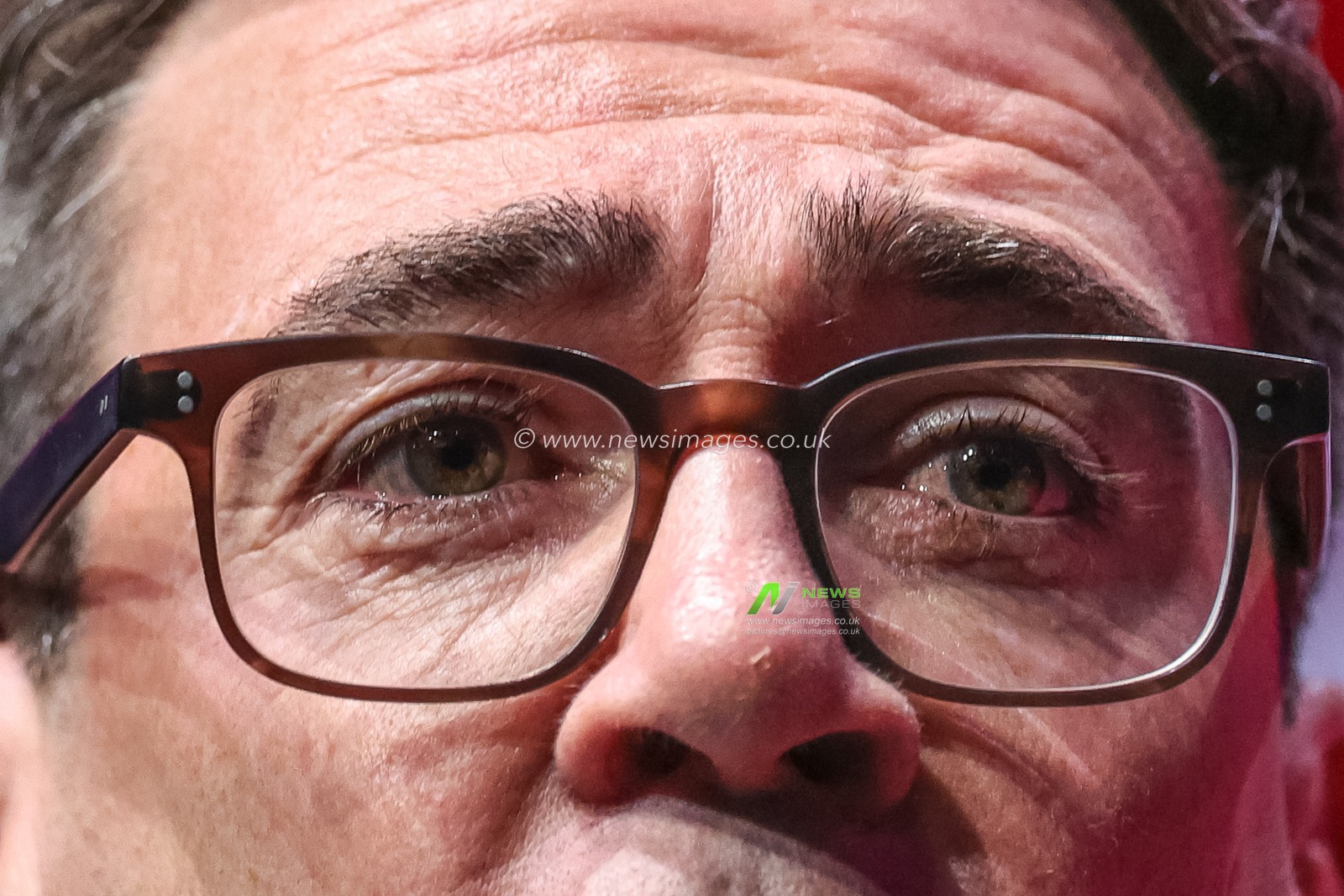 Sadness in Andy Burnham MP, Prime Minister of the United Kingdom as his eyes well up as he speaks about his later farther during the leaders speech during the Labour Party Annual Conference Day Three at Convention Centre, Liverpool, United Kingdom on 29 September 2026

(Photo by Mark Cosgrove/News Images)