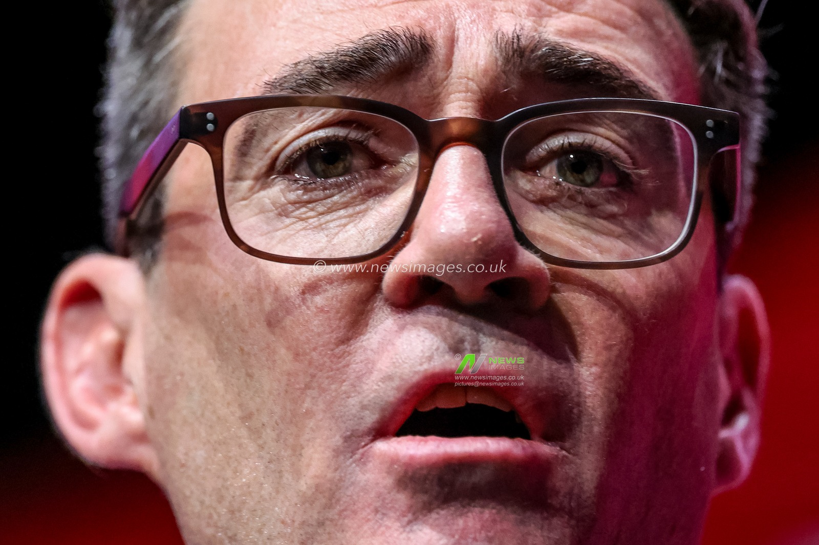 Sadness in Andy Burnham MP, Prime Minister of the United Kingdom as his eyes well up as he speaks about his later farther during the leaders speech during the Labour Party Annual Conference Day Three at Convention Centre, Liverpool, United Kingdom on 29 September 2026

(Photo by Mark Cosgrove/News Images)