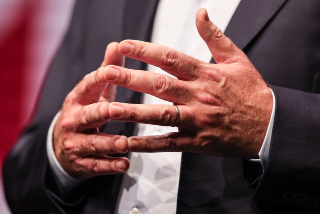 Andy Burnham MP, Prime Minister of the United Kingdom expresses his speech with is hands during the Labour Party Annual Conference Day Three at Convention Centre, Liverpool, United Kingdom on 29 September 2026

(Photo by Mark Cosgrove/News Images)