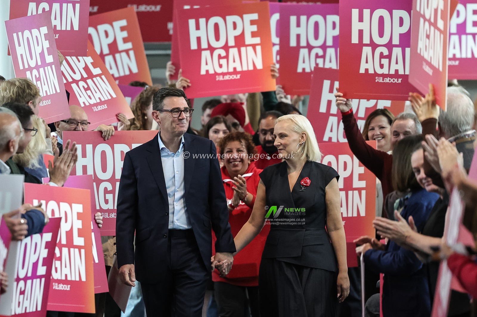 Andy Burnham MP, Prime Minister of the United Kingdom and his wife Marie-France van Heel
 Walks over the bridge of Hope Again during the Labour Party Annual Conference Day Three at Convention Centre, Liverpool, United Kingdom on 29 September 2026

(Photo by Mark Cosgrove/News Images)