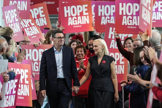 Andy Burnham MP, Prime Minister of the United Kingdom and his wife Marie-France van Heel
 Walks over the bridge of Hope Again during the Labour Party Annual Conference Day Three at Convention Centre, Liverpool, United Kingdom on 29 September 2026

(Photo by Mark Cosgrove/News Images)