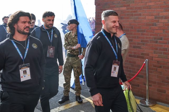 George Williams of Warrington Wolves arrives during the Betfred Super League Grand Final match Warrington Wolves vs Wakefield Trinity at Old Trafford, Manchester, United Kingdom on 03 October 2026

(Photo by Mark Cosgrove/News Images)