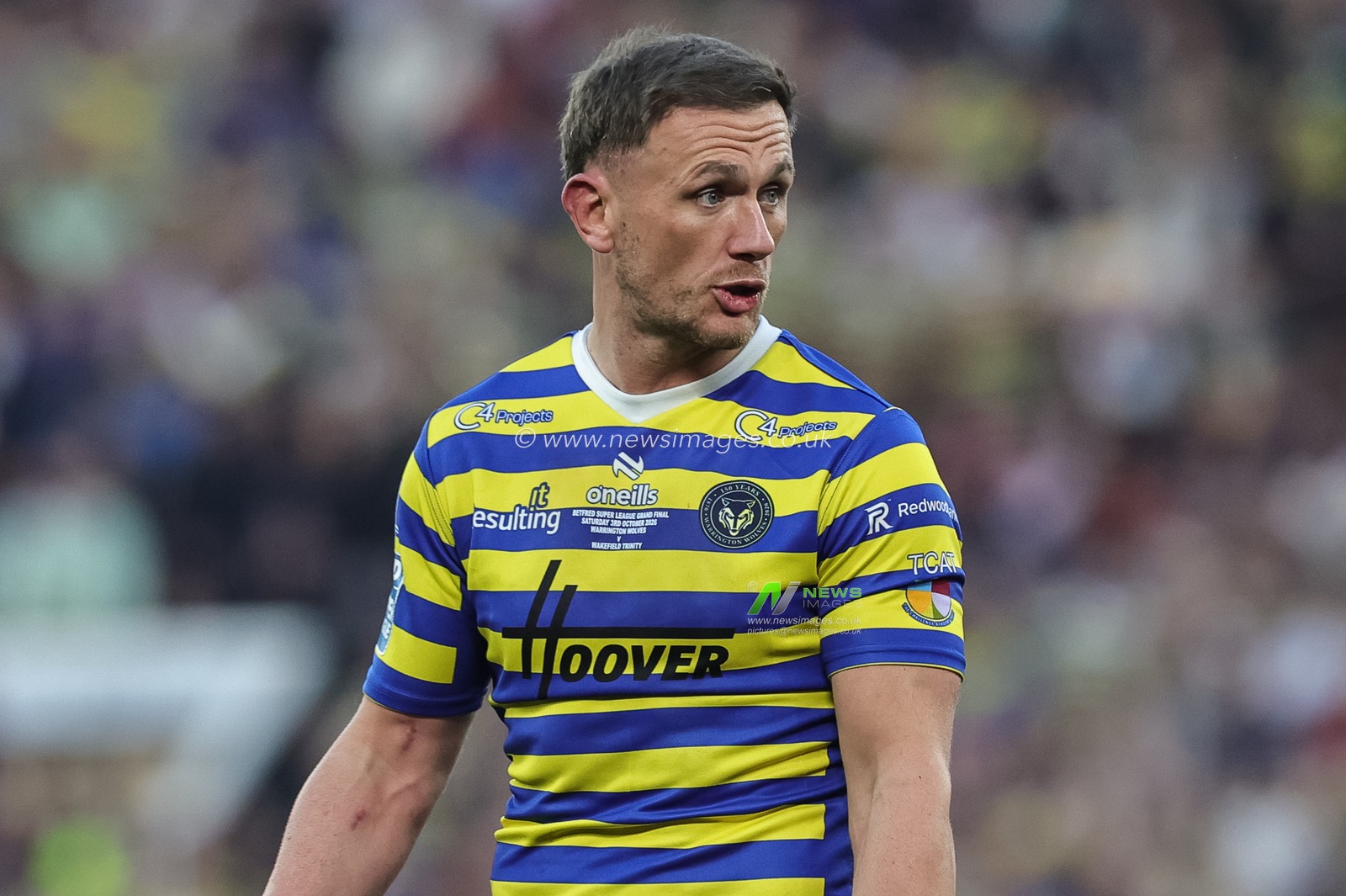 Ben Currie of Warrington Wolves during the Betfred Super League Grand Final match Warrington Wolves vs Wakefield Trinity at Old Trafford, Manchester, United Kingdom on 03 October 2026

(Photo by Mark Cosgrove/News Images)