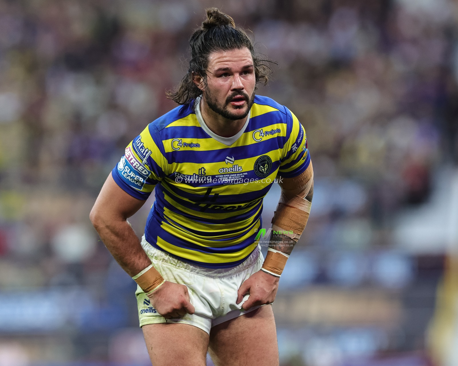 James Bentley of Warrington Wolves during the Betfred Super League Grand Final match Warrington Wolves vs Wakefield Trinity at Old Trafford, Manchester, United Kingdom on 03 October 2026

(Photo by Mark Cosgrove/News Images)