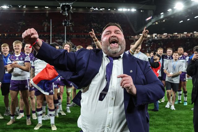 Matt Ellis Wakefield Trinity owner celebrates with the fans during the Betfred Super League Grand Final match Warrington Wolves vs Wakefield Trinity at Old Trafford, Manchester, United Kingdom on 03 October 2026

(Photo by Mark Cosgrove/News Images)