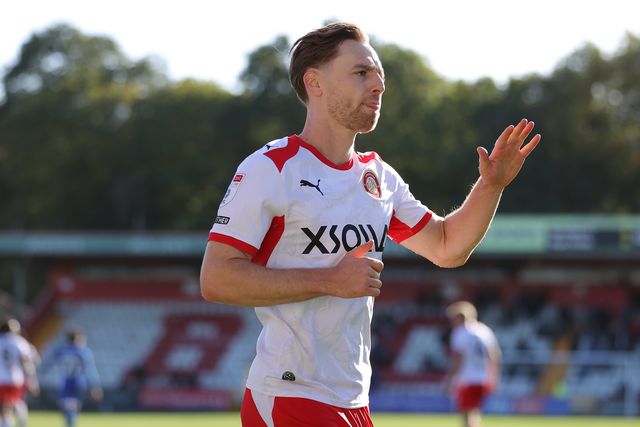 Dan Kemp of Stevenage during the Sky Bet League One match Stevenage vs Wigan Athletic at Lamex Stadium, Stevenage, United Kingdom on 10 October 2026

(Photo by Harvey Murphy/News Images)
