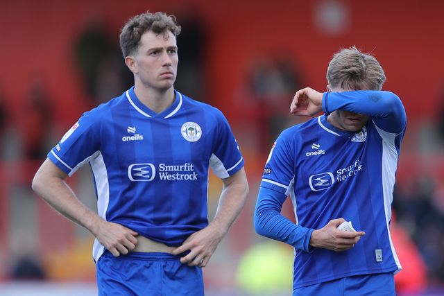 Wigan Athletic players at full time during the Sky Bet League One match Stevenage vs Wigan Athletic at Lamex Stadium, Stevenage, United Kingdom on 10 October 2026

(Photo by Harvey Murphy/News Images)