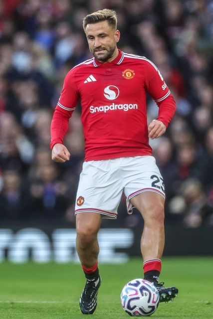 Luke Shaw of Manchester United during the Premier League match Manchester United vs Tottenham Hotspur at Old Trafford, Manchester, United Kingdom on 10 October 2026

(Photo by Mark Cosgrove/News Images)
