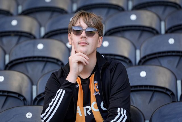 A Hull fan sits in the stands during the Premier League match Hull City vs Everton at MKM Stadium, Hull, United Kingdom on 11 October 2026

(Photo by Maynard Manyowa/News Images)