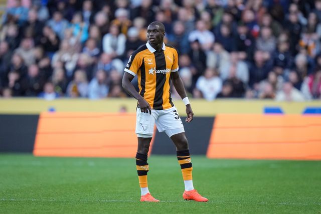 Nobel Mendy of Hull City in action during the Premier League match Hull City vs Everton at MKM Stadium, Hull, United Kingdom on 11 October 2026

(Photo by Maynard Manyowa/News Images)