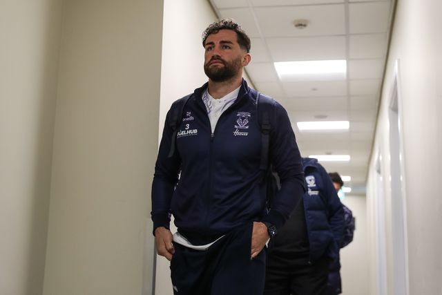Toby King of Warrington Wolves arrives ahead of the Betfred Super League Round 8 match Leigh Leopards vs Warrington Wolves at Leigh Sports Village, Leigh, United Kingdom, 19th April 2025

(Photo by Gareth Evans/News Images)