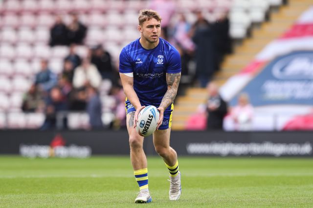 Sam Powell of Warrington Wolves during the pre-game warm up ahead of the Betfred Super League Round 8 match Leigh Leopards vs Warrington Wolves at Leigh Sports Village, Leigh, United Kingdom, 19th April 2025

(Photo by Gareth Evans/News Images)