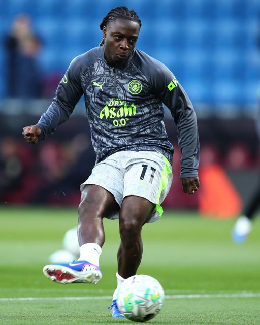 Jeremy Doku of Manchester City warms up ahead of the Premier League match Burnley vs Manchester City at Turf Moor, Burnley, United Kingdom on 22 April 2026

(Photo by Jorge Horsted/News Images)