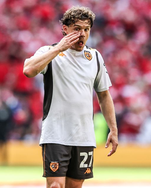 Regan Slater of Hull City in the pregame warmup session during the Sky Bet Championship Playoffs Final match Hull City vs Middlesbrough at Wembley Stadium, London, United Kingdom on 23 May 2026

(Photo by Alfie Cosgrove/News Images)