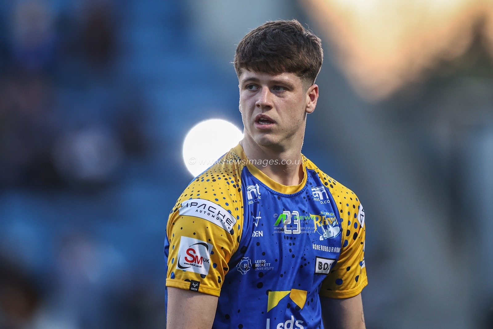Riley Lumb of Leeds Rhinos during pre-game warm up during the Betfred Super League match Salford Red Devils vs Leeds Rhinos at Salford Community Stadium, Eccles, United Kingdom, 10th April 2025

(Photo by Alfie Cosgrove/News Images)