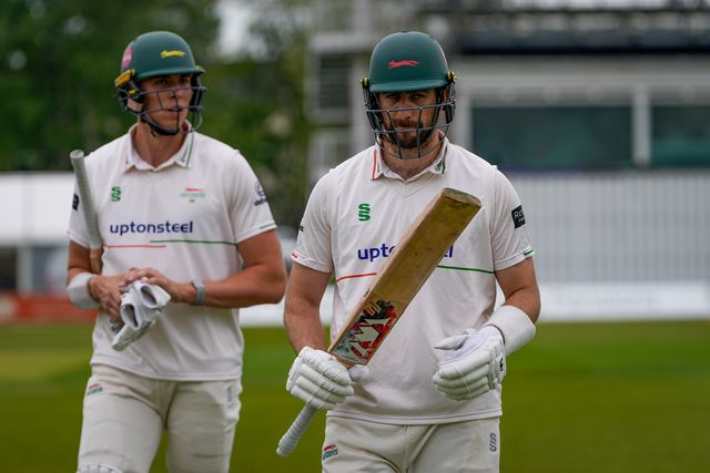 Stephen Eskinazi walks off at lunch after scoring his 100 during the County Championship Division One day 3 Leicestershire vs Nottinghamshire at Grace Road, Leicester, United Kingdom on 03 May 2026

(Photo by Maynard Manyowa/News Images)