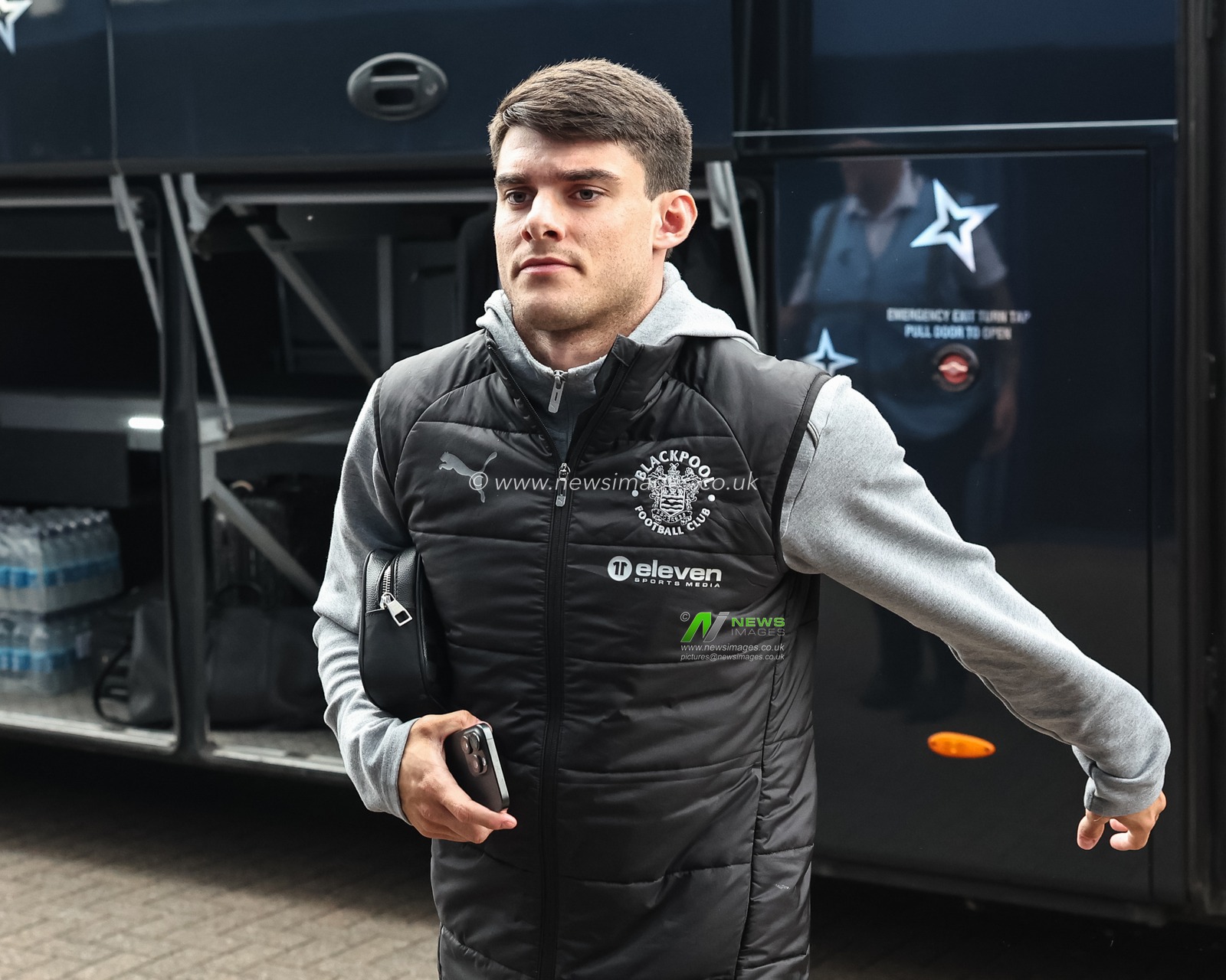 Rob Apter of Blackpool arrives during the Sky Bet League 1 match Wigan Athletic vs Blackpool at The Brick Community Stadium, Wigan, United Kingdom, 26th April 2025

(Photo by Mark Cosgrove/News Images)