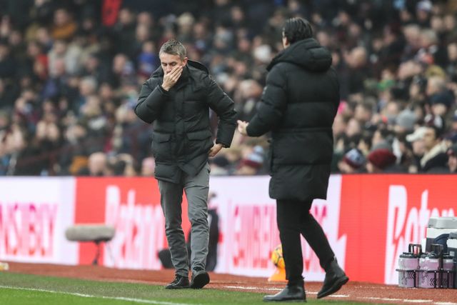 Kieran McKenna manager of Ipswich Town reacts during the Premier League match Aston Villa vs Ipswich Town at Villa Park, Birmingham, United Kingdom, 15th February 2025

(Photo by Gareth Evans/News Images)