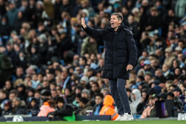 Oliver Glasner manager of Crystal Palace gives his team instructions during the Premier League match Manchester City vs Crystal Palace at Etihad Stadium, Manchester, United Kingdom on 13 May 2026

(Photo by Mark Cosgrove/News Images)