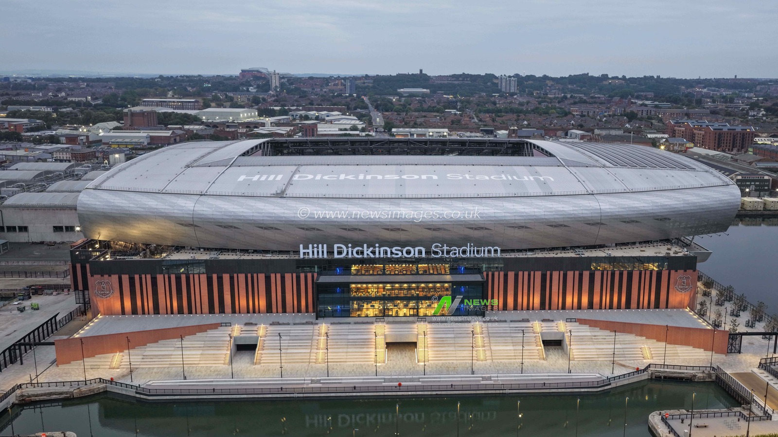 An aerial view of the Hill Dickinson Stadium during the Premier League match Everton vs Brighton and Hove Albion at Hill Dickinson Stadium, Liverpool, United Kingdom, 24th August 2025

(Photo by Mark Cosgrove/News Images)