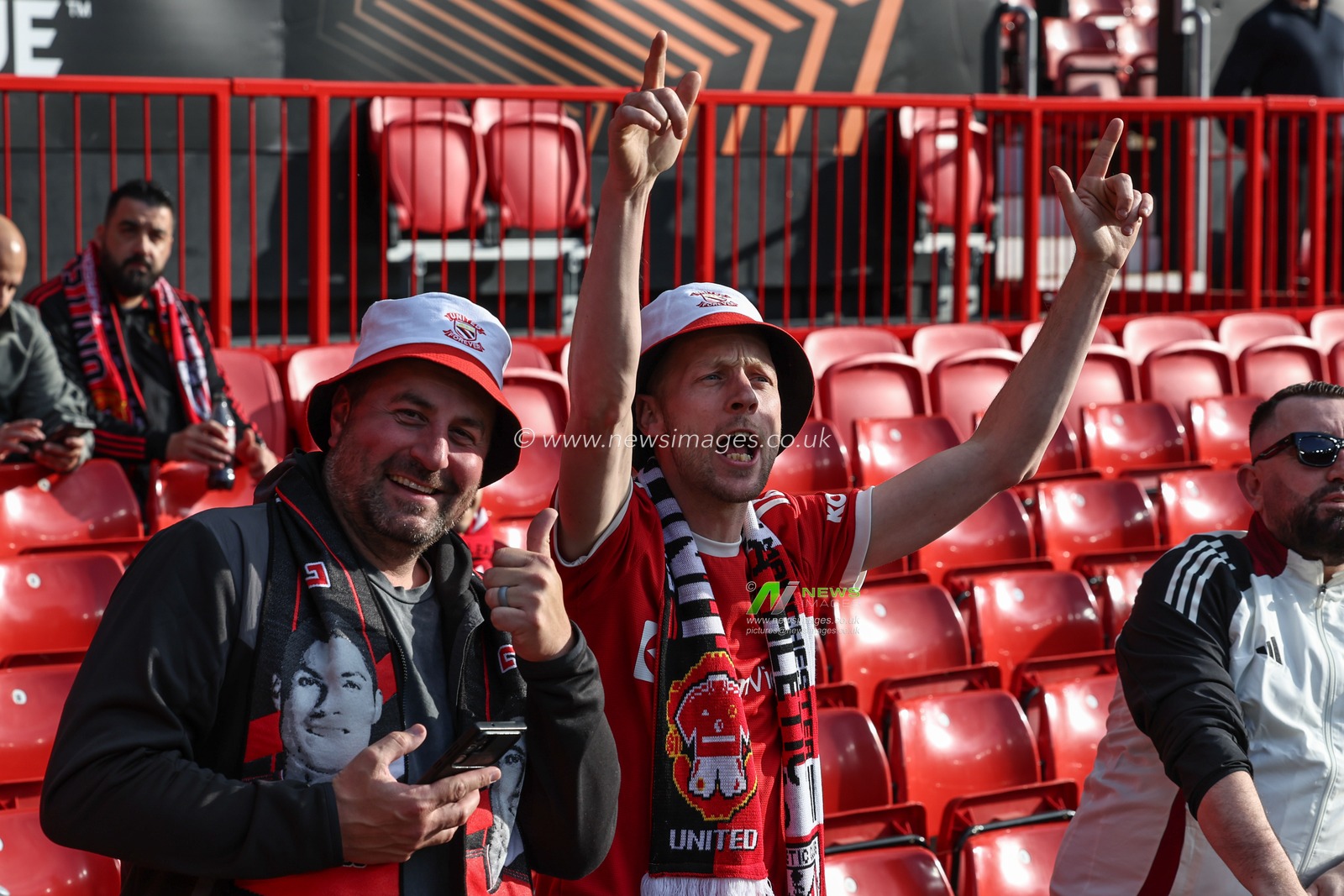 Fans arrive during the UEFA Europa League Semi-final match Manchester United vs Athletic Bilbao at Old Trafford, Manchester, United Kingdom, 8th May 2025

(Photo by Mark Cosgrove/News Images)