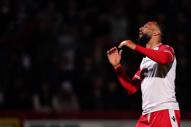 Matt Phillips of Stevenage frustrated after missed opportunity during the Sky Bet League One match Stevenage vs Barnsley at Lamex Stadium, Stevenage, United Kingdom on 21st April 2026

(Photo by Harvey Murphy/News Images)