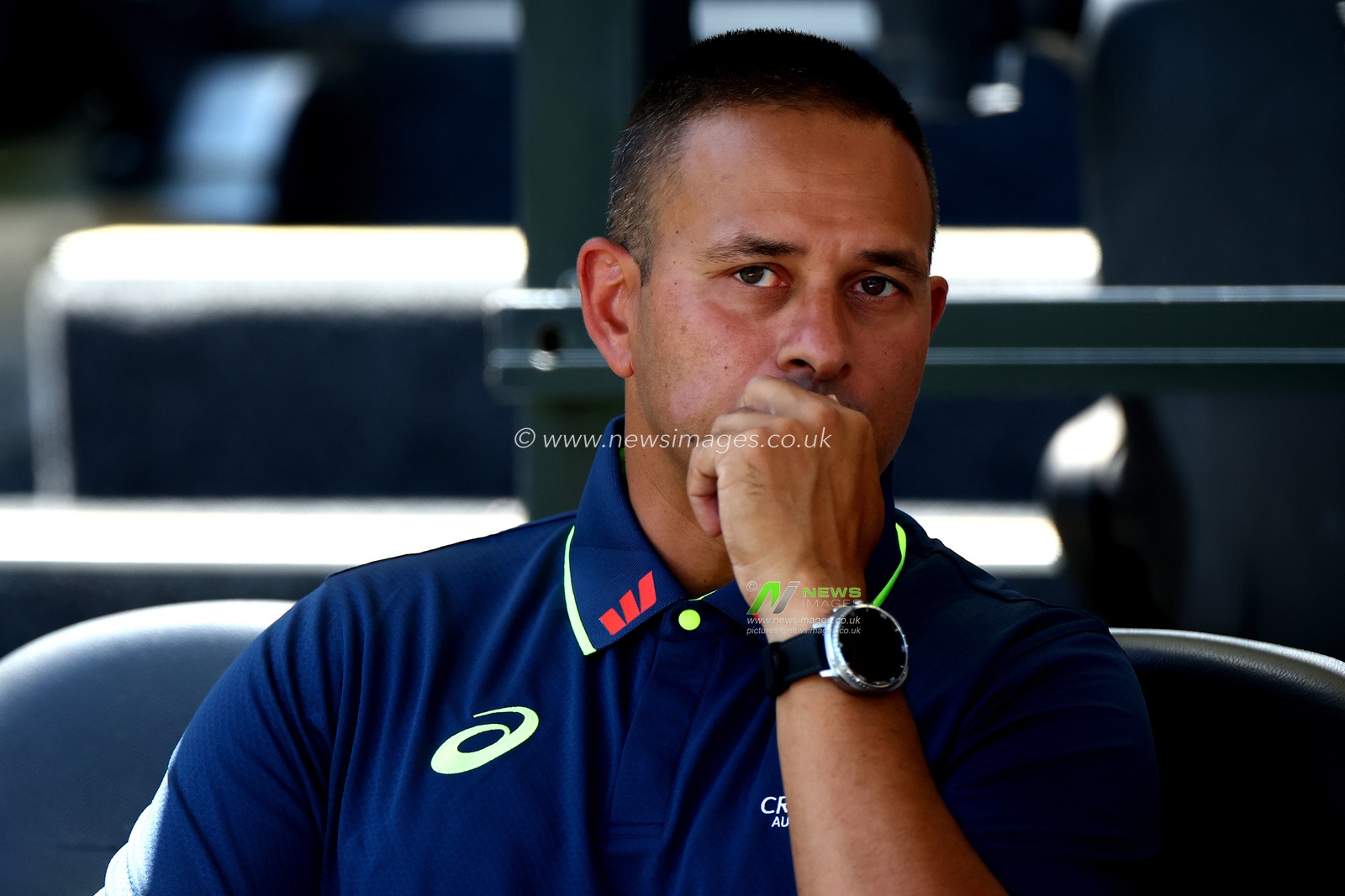 Usman Khawaja of Australia looks on during the NRMA Insurance Ashes Second Test Day 1 Series match Australia vs England at The Gabba, Brisbane Cricket Ground, Brisbane, United Kingdom, 4th December 2025

(Photo by Patrick Hoelscher/News Images)

*** GER AUT SUI OUT ***