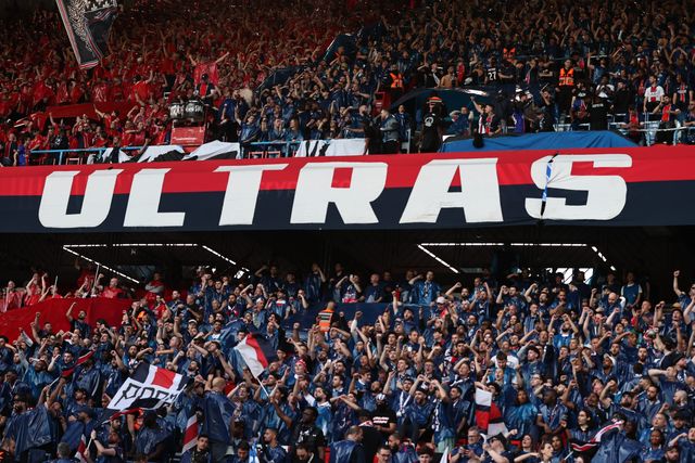 The Collectif Ultras Paris fans sing and dance ahead of kickoff during the UEFA Champions League Quarter Finals match Paris Saint-Germain vs Liverpool at Parc des Princes, Paris, France on 08 April 2026

(Photo by Alfie Cosgrove/News Images)