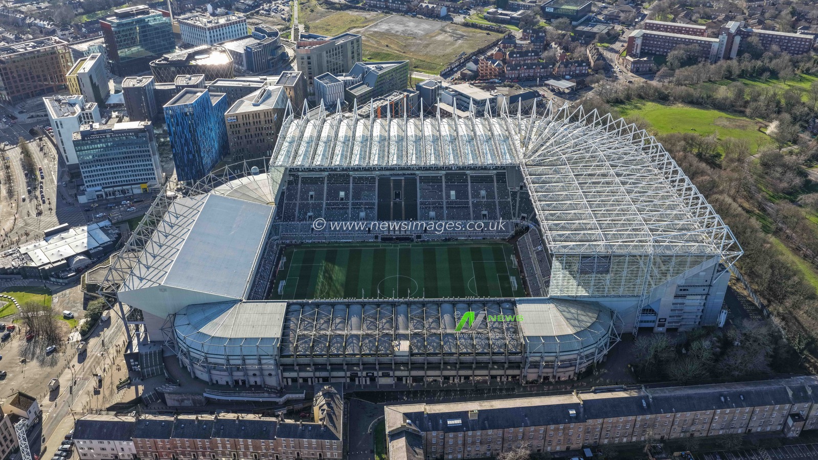 An aerial view of St James’ Park during the Emirates FA Cup 5th Round  match Newcastle Untied vs Manchester City at St. James's Park, Newcastle, United Kingdom on 07 March 2026

(Photo by Mark Cosgrove/News Images)