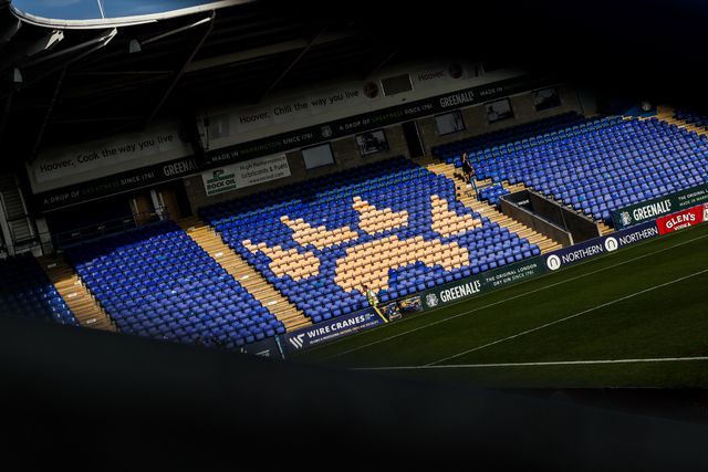 A general view of Halliwell Jones Stadium ahead of the Betfred Super League round 23 match Warrington Wolves vs York Knights at The Halliwell Jones Stadium, Warrington, United Kingdom on 13 August 2026

(Photo by Alfie Cosgrove/News Images)