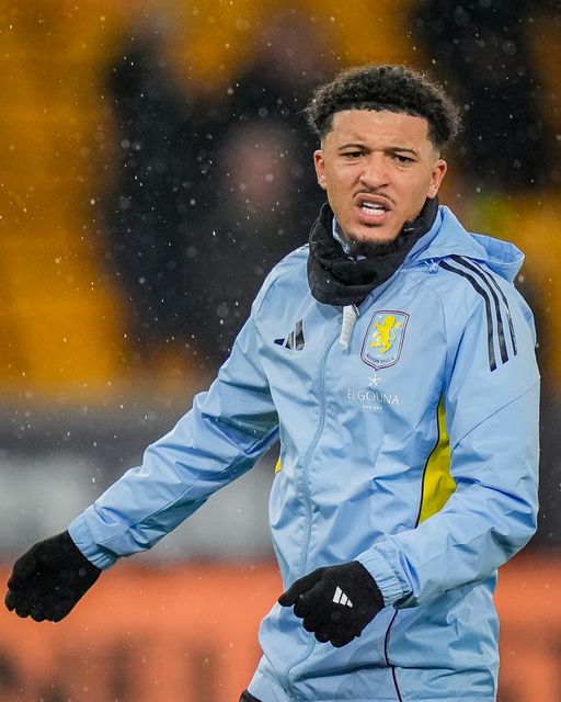 Jadon Sancho of Aston Villain the pregame warmup session  during the Premier League match Wolverhampton Wanderers vs Aston Villa at Molineux, Wolverhampton, United Kingdom on 27 February 2026

(Photo by Maynard Manyowa/News Images)