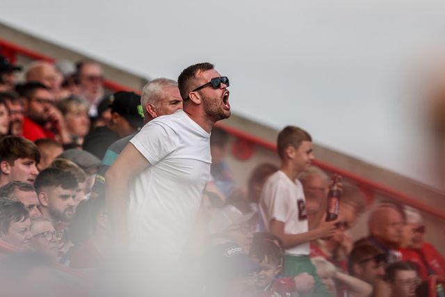 Hull KR fans react during the Betfred Super League round 18 match Hull KR vs Wakefield Trinity at Sewell Group Craven Park, Hull, United Kingdom on 11 July 2026

(Photo by Alfie Cosgrove/News Images)