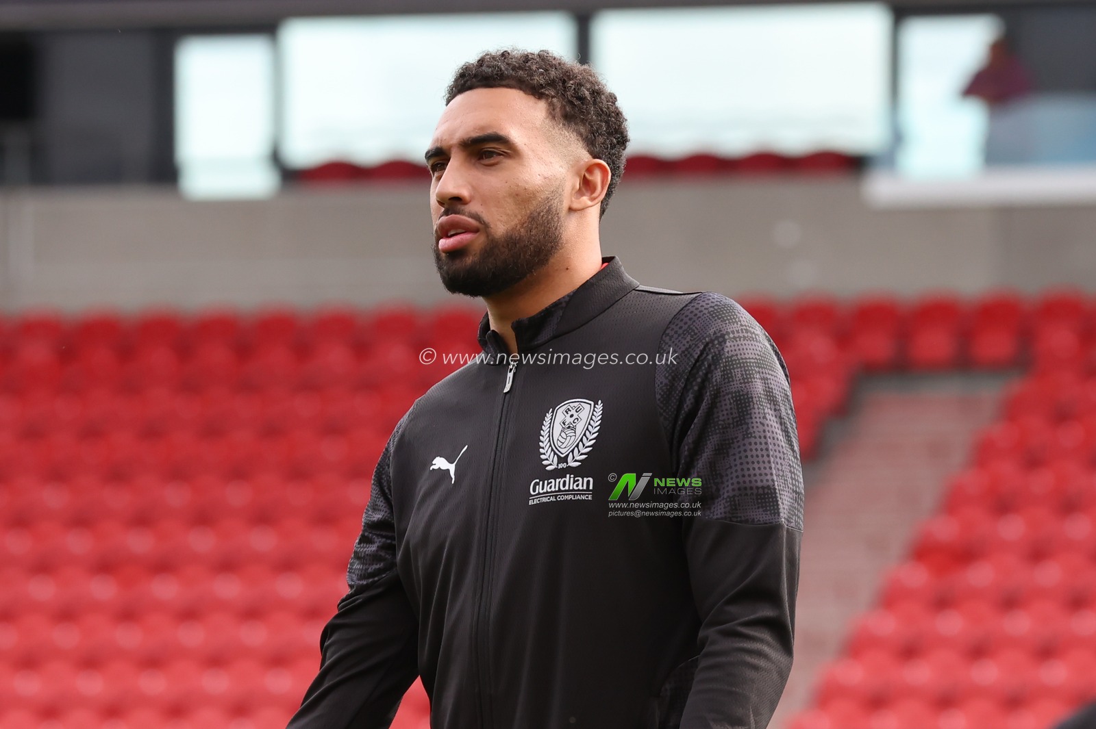 Kion Etete of Rotherham United arrives prior to the Sky Bet League 1 match Doncaster Rovers vs Rotherham United at Eco-Power Stadium, Doncaster, United Kingdom, 30th August 2025

(Photo by Alex Roebuck/News Images)