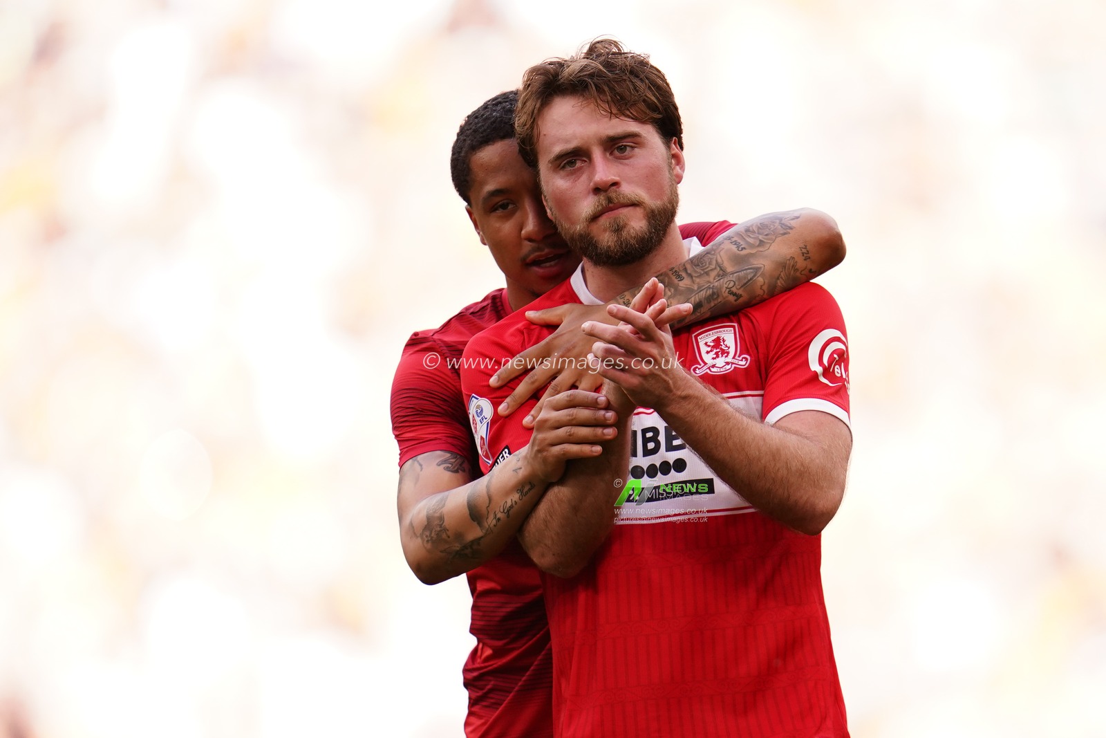 Aidan Morris of Middlesbrough applauds support at full time during the Sky Bet Championship Playoffs Final match Hull City vs Middlesbrough at Wembley Stadium, London, United Kingdom on 23 May 2026

(Photo by Harvey Murphy/News Images)