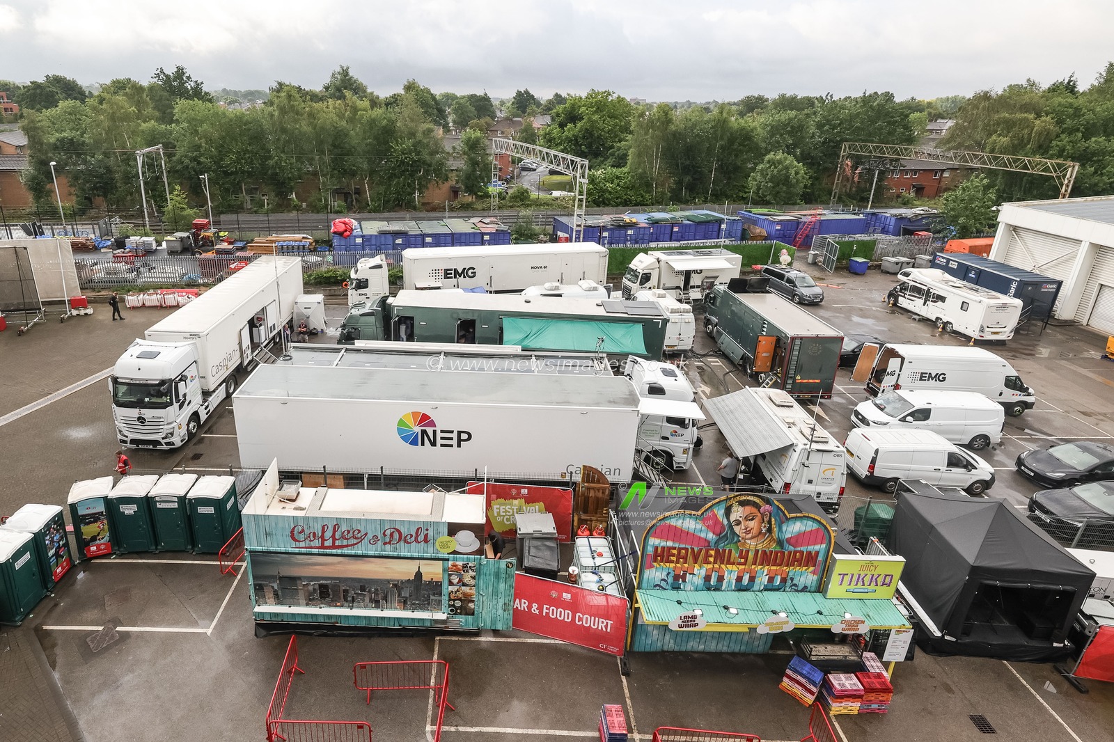 Broadcast truck area that handles all the live TV broadcasting during the 4th Rothesay Test Match match Day 4 England vs India at Old Trafford Cricket Ground, Manchester, United Kingdom, 26th July 2025

(Photo by Mark Cosgrove/News Images)