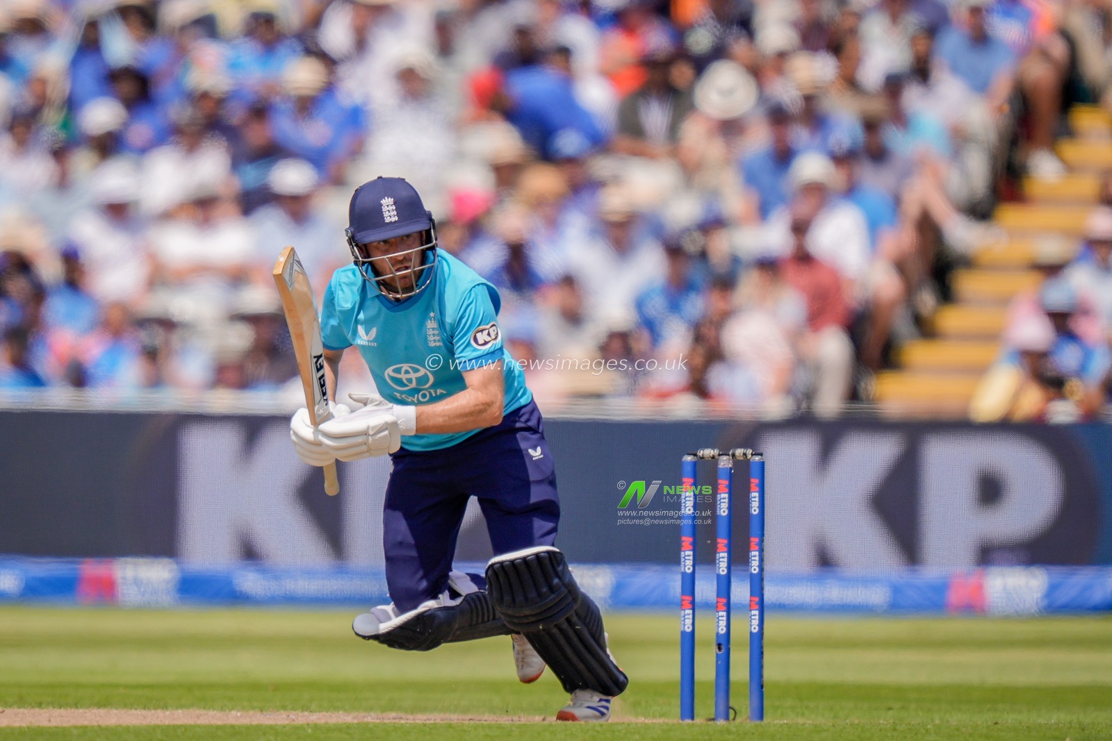 Liam Dawson of England batting during the 1st Metro Bank ODI match England vs India at Edgbaston, Birmingham, United Kingdom on 14 July 2026

(Photo by Maynard Manyowa/News Images)
