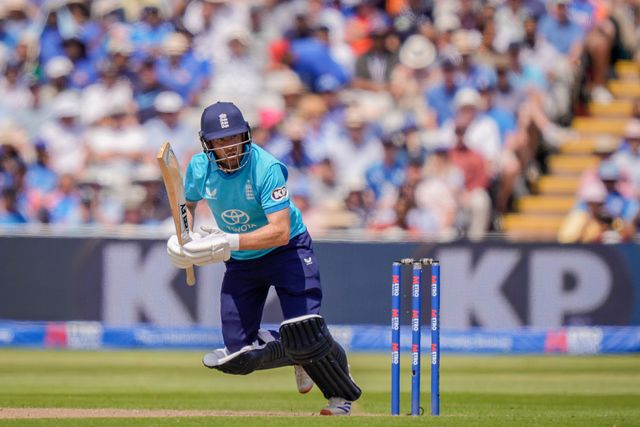 Liam Dawson of England batting during the 1st Metro Bank ODI match England vs India at Edgbaston, Birmingham, United Kingdom on 14 July 2026

(Photo by Maynard Manyowa/News Images)