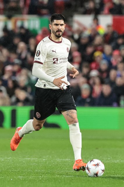 Martin Erlic of FC Midtjylland with the ball during the UEFA Europa League Last 16 match Nottingham Forest vs FC Midtjylland at City Ground, Nottingham, United Kingdom on 12 March 2026

(Photo by Alfie Cosgrove/News Images)