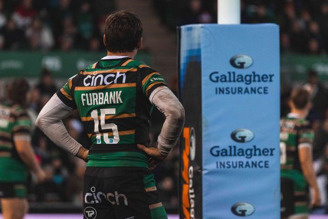 George Furbank of Northampton Saints during the Gallagher Premiership match Northampton Saints vs Sale Sharks at Cinch Stadium at Franklin's Gardens, Northampton, United Kingdom, 20th December 2025

(Photo by Craig Evans/News Images)

*** GER AUT SUI OUT ***