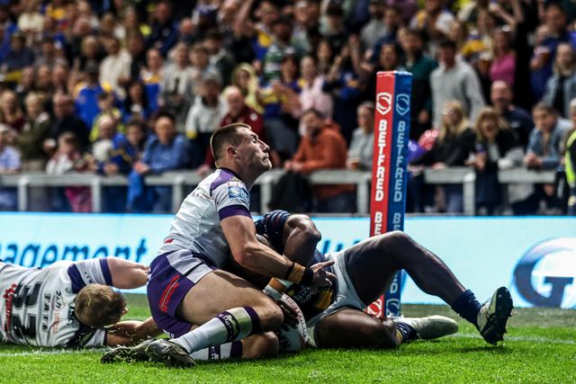 Maika Sivo of Leeds Rhinos goes over for a try during the Betfred Super League round 10 match Leeds Rhinos vs Wakefield Trinity at AMT Headingley Stadium, Leeds, United Kingdom on 01 May 2026

(Photo by Alfie Cosgrove/News Images)
