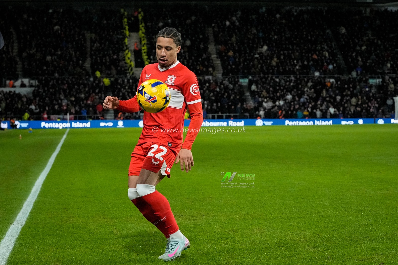 Samuel Silvera of Middlesbrough controls the ball during the Sky Bet Championship match Derby County vs Middlesbrough at Pride Park Stadium, Derby, United Kingdom, 1st January 2026

(Photo by Maynard Manyowa/News Images)

*** GER AUT SUI OUT ***
