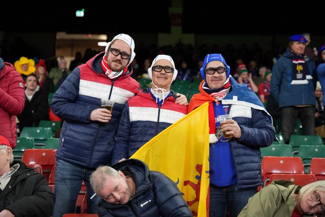 French fans during the Guinness Six Nations match Wales vs France at Principality Stadium, Cardiff, United Kingdom, 15th February 2026

(Photo by Andrew Lewis/News Images)